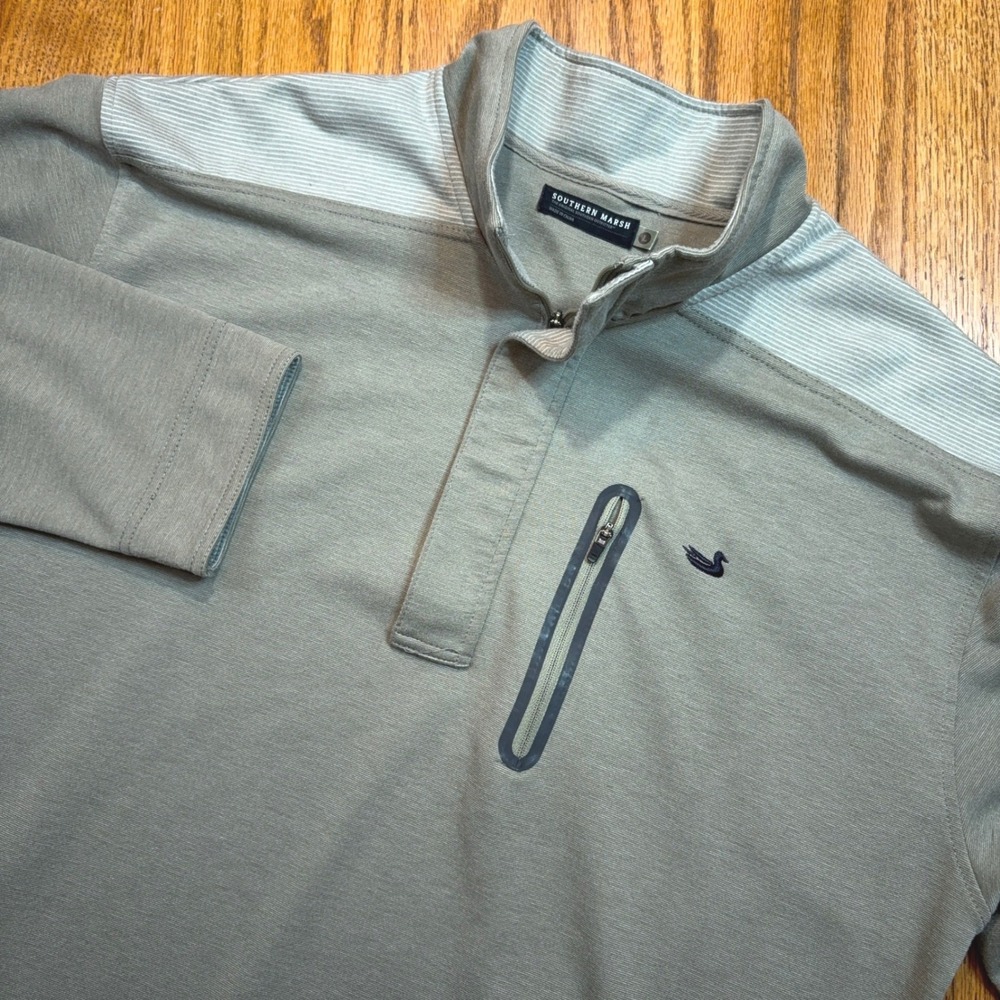 Southern Marsh Fieldtec Pullover Mens L Gray Quarter Zip Performance Stretch